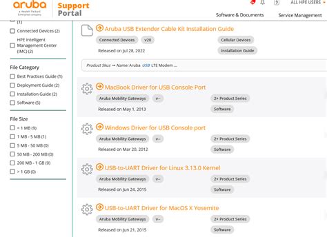 Aruba usb console drivers